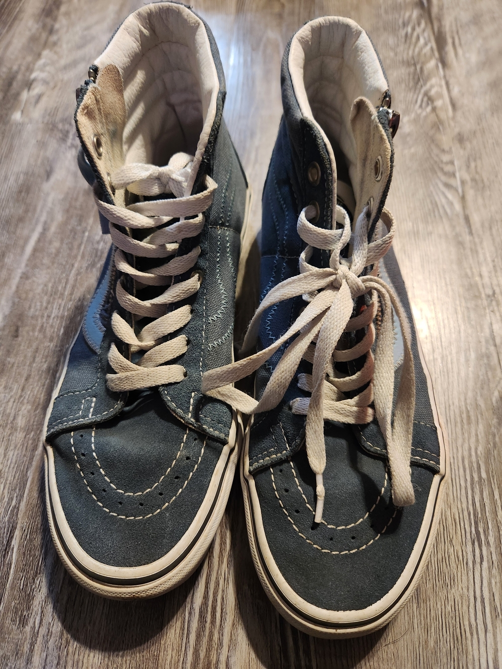 Vans Teal High-Top Sneakers with Cream Laces